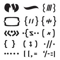 Set of creative abstract silhouette graphic elements and symbols isolated on white background for design. vector