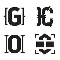 Bold black and white silhouettes of geometric letter shapes for graphic design and visual communication projects vector
