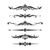 A collection of ornamental design dividers with vintage silhouette floral swirls perfect for adding decorative elegance. vector