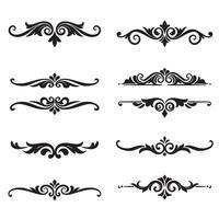Elegant silhouette floral design elements for frames borders dividers with flourishes and scrolls on white background vector