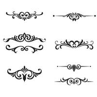 Collection of elegant silhouette decorative design elements with ornate swirls and flourishes for artistic projects vector