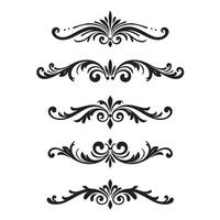 illustration featuring five ornate black silhouette design elements perfect for decorative borders and graphic design projects. vector