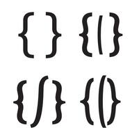 Abstract set of four variations on brackets symbols showing different designs for code or design vector