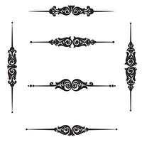 Elegant set of black floral silhouette ornaments and dividers with decorative swirl and classic flourishes on a white background. vector