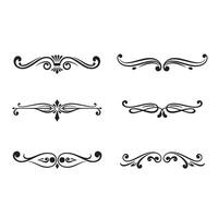Collection of elegant black silhouette decorative border elements for invitations and designs on a white background vector