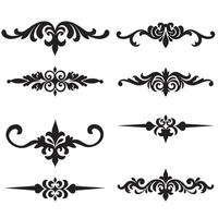 Decorative silhouette collection of elegant floral swirls and ornamental border elements for design projects vector