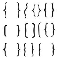 Diverse collection of curly and straight bracket silhouettes perfect for design elements and symbolic representations vector