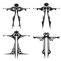 Set of four elegant silhouettes for decorative borders and embellishments in an art nouveau style design vector