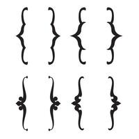 Elegant black silhouette decorative brackets and curly braces for design elements and artistic projects isolated on white vector