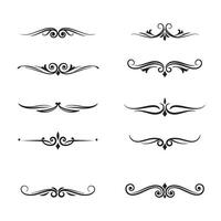 Elegant collection of decorative silhouette borders and dividers in black and white for design projects vector