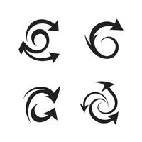 Four abstract black silhouette arrows in diverse curved and swirling styles arranged on a white background vector