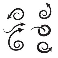 Decorative swirling arrows set featuring diverse graphics in black silhouettes perfect for design elements vector