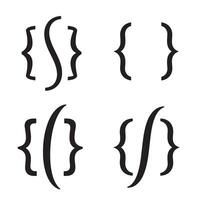 Black and white stylized curly brace shapes arranged in a four square pattern perfect for design and graphic elements vector