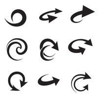 Set of simple and modern silhouette arrows representing direction navigation movement and circular concepts in design vector