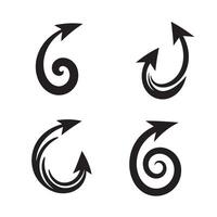 Set of four elegant black silhouette swirl arrows pointing upward on a white background for graphic design vector