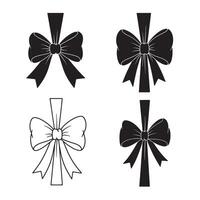 Four silhouette bow designs showcasing elegant gift wrapping and festive decoration elements against a white background vector