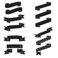 Collection of black silhouette banner ribbons and label designs suitable for various graphic design applications and decorative use vector