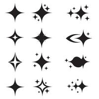 Collection of various stylized starburst silhouettes with different shapes for design and decorative purposes on a white background vector