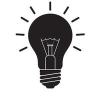 A simple black silhouette illustration of a light bulb symbolizing innovation and creative ideas for diverse projects vector
