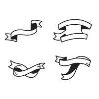 Collection of four ribbons in a simple outline style suitable for decorative elements and design vector