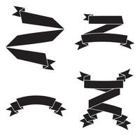 Collection of elegant black silhouette ribbons and banners in various shapes perfect for design and decoration vector