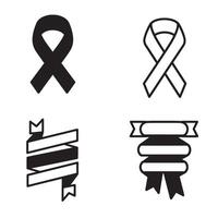 Simple ribbon and banner designs in silhouette style for awareness campaigns and decorative graphic elements vector