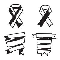 A collection of elegant black and white silhouette ribbons and banners offering versatile design elements for various creative projects vector