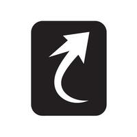 Simple minimalist white arrow pointing upward within a black rounded rectangle illustrating direction and movement vector