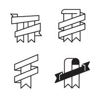Four different silhouette banner icons in black and white designed with artistic ribbons and simple clean lines vector