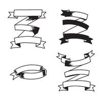 Hand drawn doodle style banners collection in black and white with isolated design elements for use in various projects vector