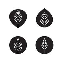 Elegant minimalist floral logos in black and white representing nature and botanical elements for design purposes vector