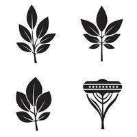 illustration of four minimalist leaf and plant designs perfect for nature themes and creative design projects vector