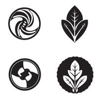 Decorative elements featuring organic and geometric circular shapes in a simple black and white minimalist design vector