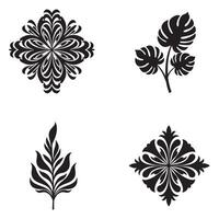 Elegant black and white decorative floral and botanical vectors designs for versatile graphic elements and creative projects.