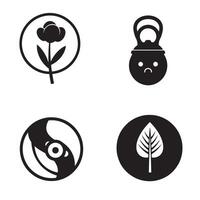 Four isolated black and white icons representing nature ecology balance and the concept of design vector