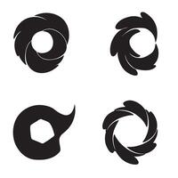 Abstract minimalist black and white circular logos modern shapes and design elements on white background vector