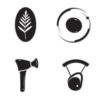 Simple minimalist black icons representing various concepts including nature technology tools and concepts in a white background vector