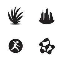 Simple minimalist black and white graphic elements representing different icons and design concepts for versatile visual application. vector