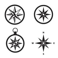 Set of compass icons and illustrations representing direction navigation and travel symbols isolated on white vector