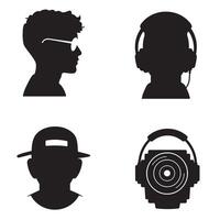 Artistic depiction of diverse people and objects rendered in a sleek and minimalist silhouette style for illustrative purposes. vector