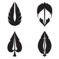 Black and white ornamental leaf shapes and graphic design elements isolated on white background vector