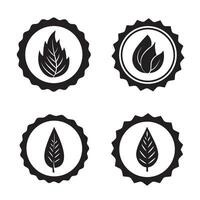 Collection of four black and white leaf illustrations within decorative circle frames ideal for eco friendly designs vector