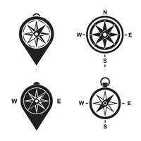 illustrations of compass rose navigational tools in black and white suitable for travel direction and geographic location concepts. vector