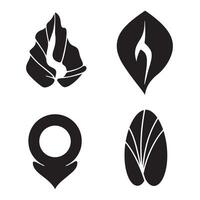 A minimalist collection of abstract botanical illustrations comprising of stylized leaf and plant elements in bold black and white designs. vector