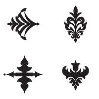 Four elegant ornamental decorative design elements in black featuring swirls and floral patterns on a white background vector