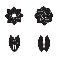 Collection of abstract geometric floral designs in black and white illustrating modern creative styles vector