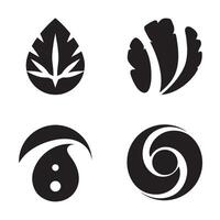 Abstract black and white graphic elements including leaves and decorative geometric shapes for design templates vector