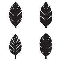 Four stylized black leaf shapes on white background showcasing natural elements and simplistic organic design concepts for versatile use. vector