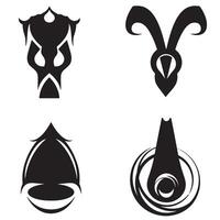 Four abstract and stylized decorative black shapes on a white background suitable for logos and design elements vector