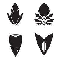 Stylized black and white botanical designs featuring leafy elements for various creative applications and graphic designs vector